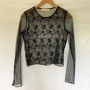 Sheer Embroidered black top